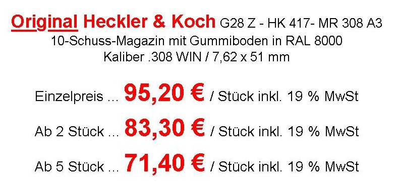 HK G28 Z Patrouille 10-Schuss-Magazine RAL 8000 Preise 2024